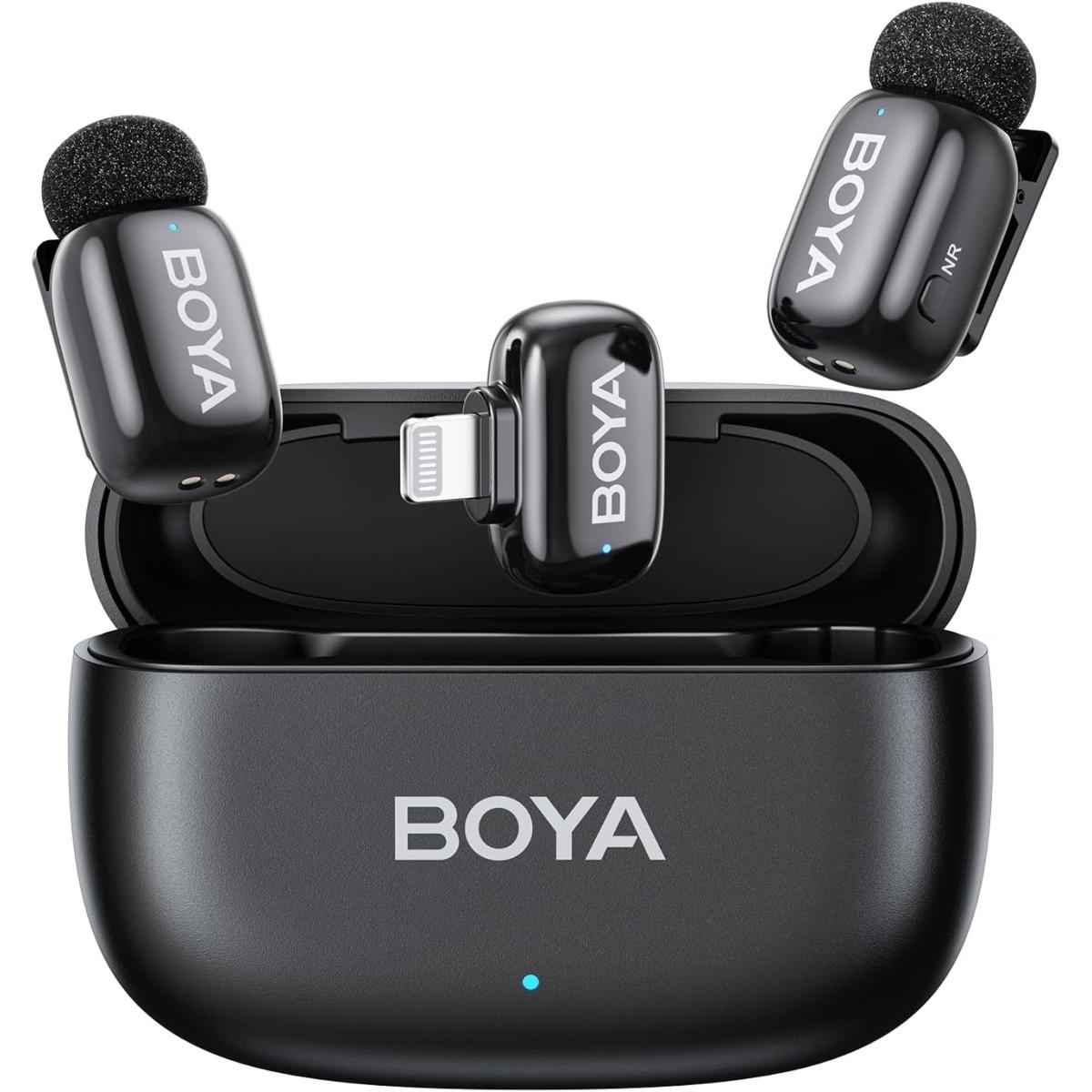 Boya Mini 15 Wireless Microphone For Iphone With Mfi Certified Ligntning Interface,noise Cancellation, 30h Battery Life With Charging Case,ai Voice Changer For Video Recording, Live Streaming, Interviews