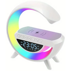 LED Wireless Charging Speaker (BT-3401), Compact Size & Modern Design Portable Bluetooth Speaker (LED, AUX, USB, SD Card), FM radio, Clock, Alarm Clock, 7 Colors Led | BT-3401 | - CompuMe
