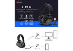 Abingo BT60-X 2.4G Wireless Gaming Headset for PS5,PS4,PC with Microphone,Lossless Ultra-Low Latency,7.1 Surround Sound,Long Battery Life,Wired Mode for Xbox One, Xbox Games