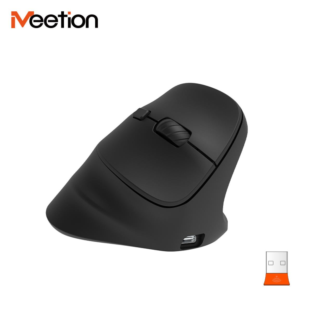 Meetion BTM010R Right-Handed Ergonomic Wireless Vertical Mouse -Black
