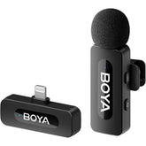 Boya BY-V1 Wireless Lavalier Microphone for iPhone, Mobile Phone Microphone iPhone Wireless, 100m Range, Mini Lapel Microphone for Podcast, Video, Vlog, YouTube, TikTok - Black
