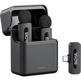 BOYA V30 Wireless Lavalier Microphone for iPhone/Android/PC/Laptop with USB-C Port, 36H Battery Life with Charging Case, Noise Canceling Clip on Lapel Microphone Wireless Mini Mic for Video Recording - Black
