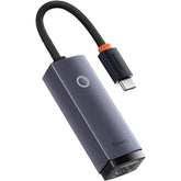 Baseus Lite Series Rj45 Lan Port Ethernet Adapter Type C To Rj45 Lan Port 1000mbps Hub Grey
