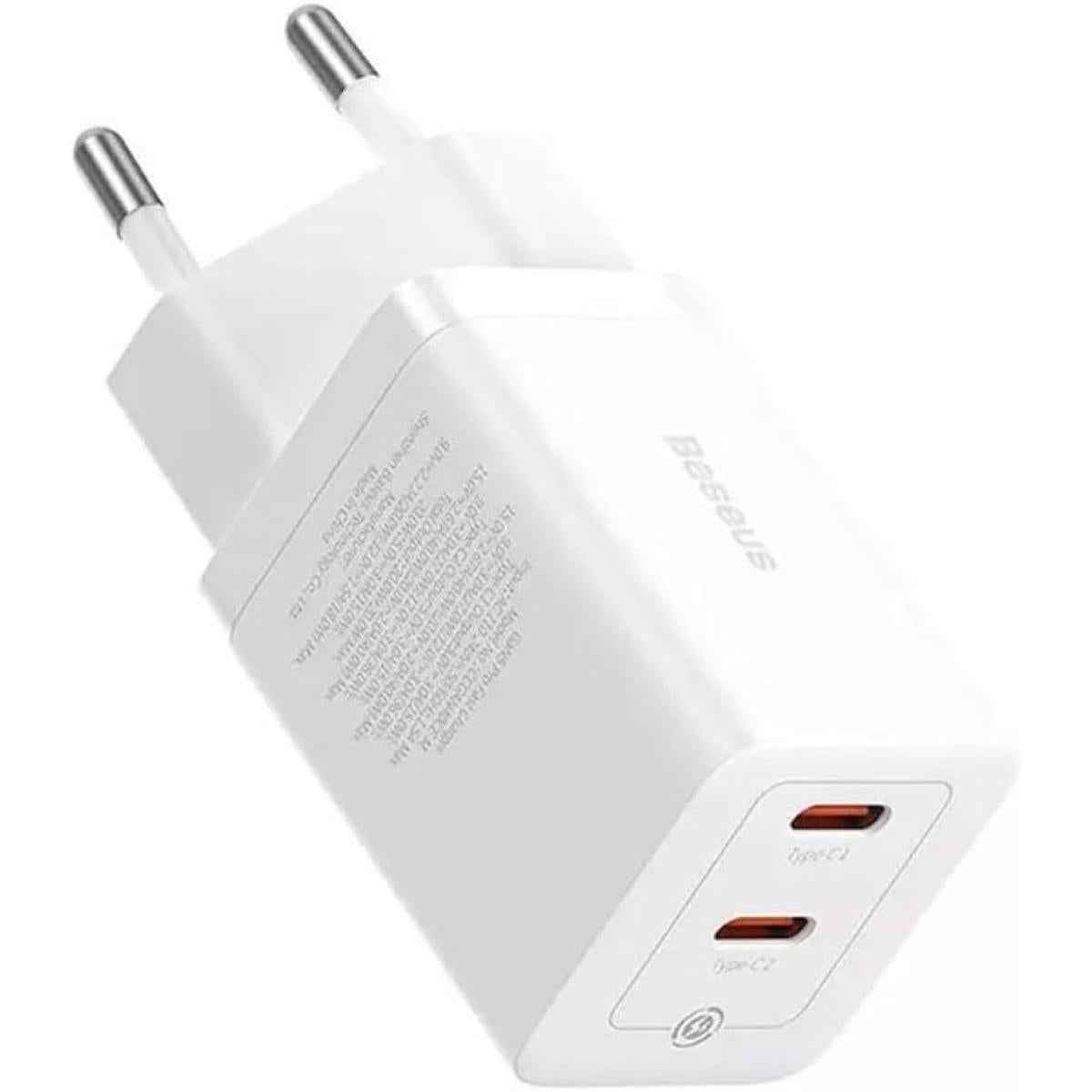 Baseus Gan5 Pro Fast Charger Dual Type C Port, 40w Eu, B Technology White