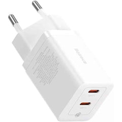 Baseus Gan5 Pro Fast Charger Dual Type C Port, 40w Eu, B Technology White