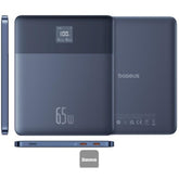 Baseus Blade2 12000mah Power Bank | 65w Fast Charging Ultra Thin Digital Display Intelligent Edition Battery Pack For Laptop/macbook & Phones Blue