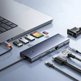 Baseus UltraJoy Series 10-Port HUB Docking Station, Type-C to HDMI, VGA, 3xUSB 3.0, PD, RJ45, SD/TF - Space Gray