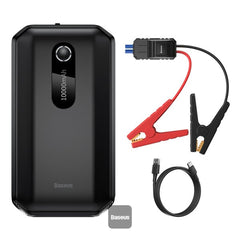 Baseus Super Energy Air Car Jump Starter Built-in 10000mAh Power Bank 1000A Max Peak Current 12V Car Jump Starter (Up to 4.0L Gas, 2.5L Diesel Engines) Emergency Portable Phone Charger - Black