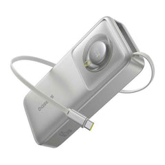 Baseus Free2pull 20000mah Power Bank With Built In Retraable Type C Cable For Laptop 65w Fast Charging, Digital Display Silver