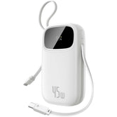 Baseus Qpow 3 Digital Display Power Bank With 2 Built In Usb C Cables 10000mah 45w Cosmic White