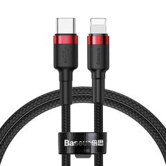 Baseus Cafule Series Type C To Lightning Cable 20w Pd Fast Charge & 480mbps High Speed Data Transfer, Nylon Braided, 1m Black