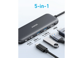 Anker 332 USB‑C Hub – 5‑in‑1 Connectivity, 4K HDMI, 5Gbps USB‑C & USB‑A Data Ports, 100W PD‑IN Pass‑Through Charging, Compact Design - 18 Months Warranty