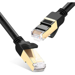 UGREEN UTP Cat 7 STP Round Wire Network Cable, 10Gbps High Speed, Gold Platted, 26 AWG, Plug & Play, Universal Compatibility Support All Devices With RJ45 Port, 2 Meter, Black