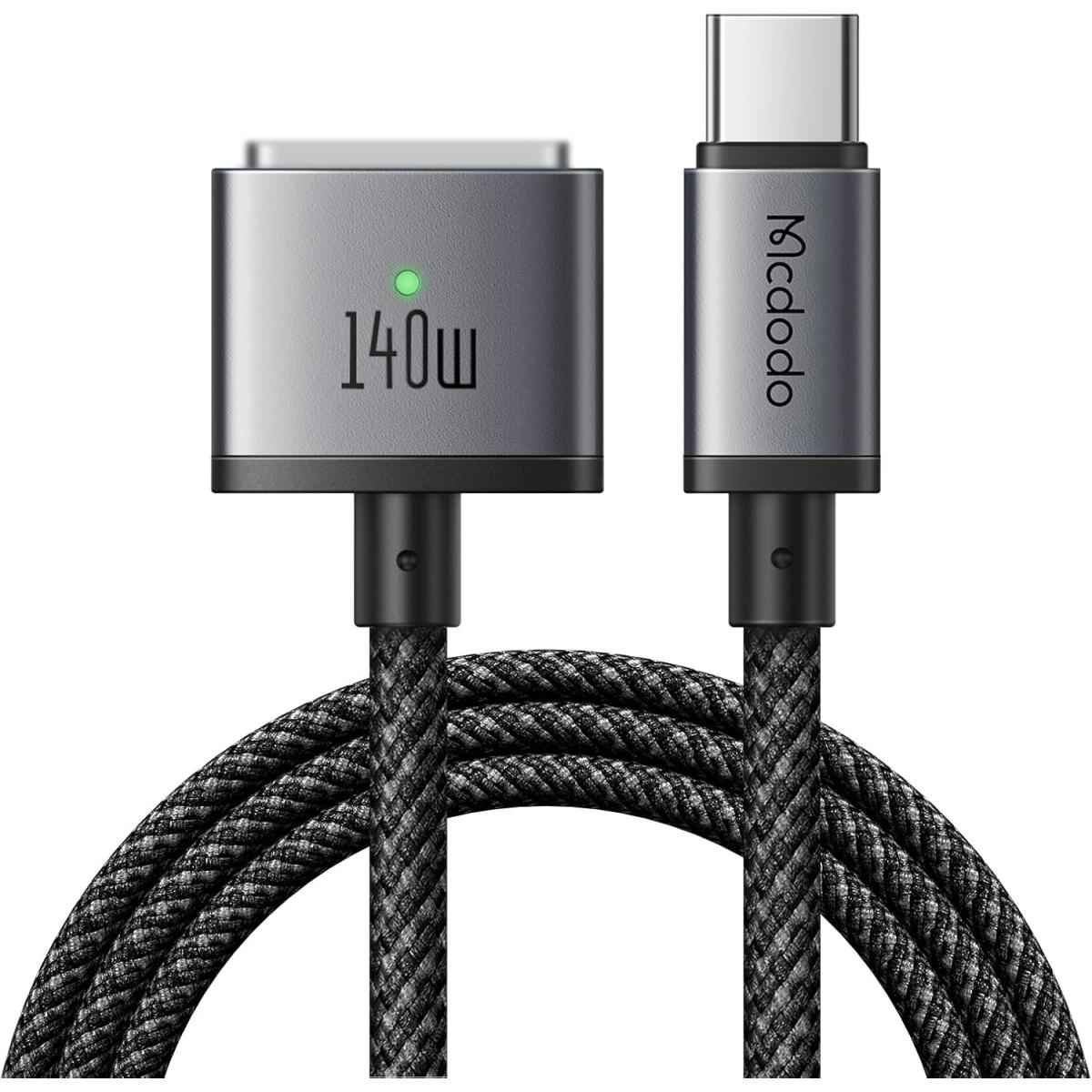 Mcdodo 140w Usb C To Magnetic 3 Cable, Macbook Air Charger Mag Safe Cable Compatible With Macbook Pro/air M1 M2 M3(2021 2024 14"&16") 6.6ft Black