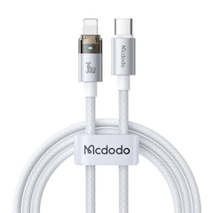 Mcdodo Ca 6942 36w Usb C To Lightning Cable With Flashing Light 4ft, Nylon Braided Lightning Usb C Fast Charging Cable Fit For 14 13 12 11/pro/promax/plus, Ipad, Airpods, Itouch White - CompuMe