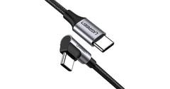 UGREEN US255 USB-C to 90° Angled USB-C Cable 1M – Gray/Black | 50123
