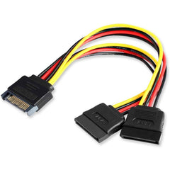 Electop SATA Power Splitter Cable, 6 Inch 15 Pin SATA Male to Dual Female Power Cable