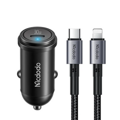 Mcdodo CC-7492 30W 1C PD Fast Car Charger+ 36W C to Lighting Cable 1.2m - Black