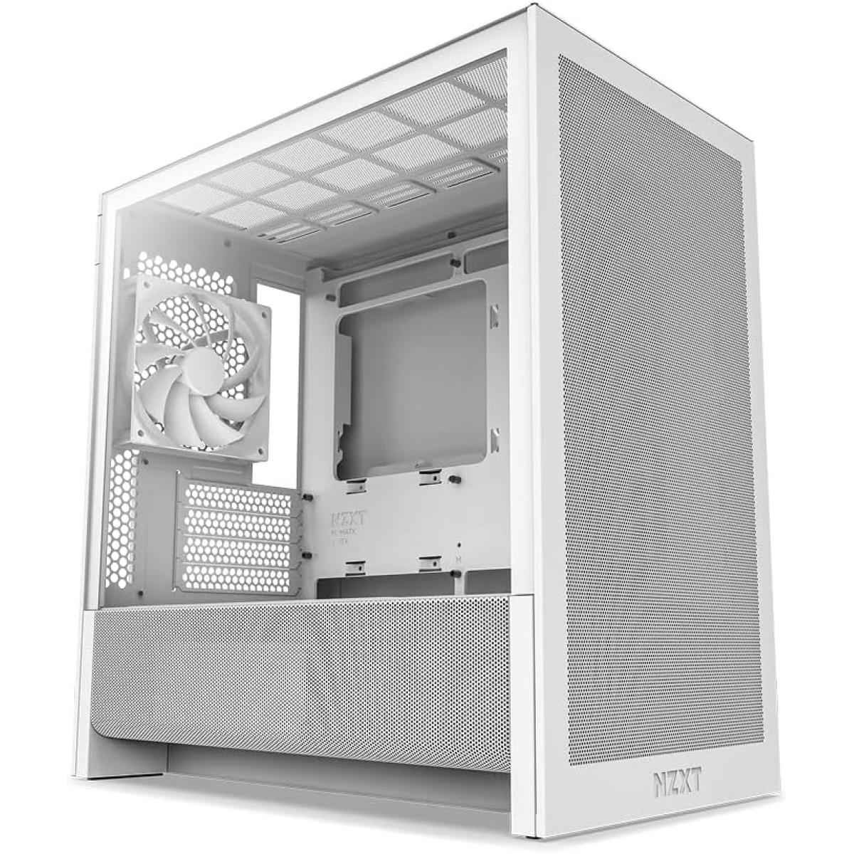 NZXT H3 Flow Mid Tower mATX Tempered Glass Airflow Gaming Case w/ Pre-installed Single F120Q (CV) & USB Type-C Port - White | CC-H31FW-01 |