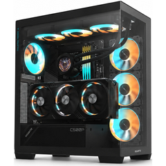 GIGABYTE C500 ATX Computer Case, 410MM/BL ST ATX GPU, Mid Tower Form Factor, RGB Lighting, 3.5" Drive Support, Pre-installed Fan, Built-In Cable Management, Black