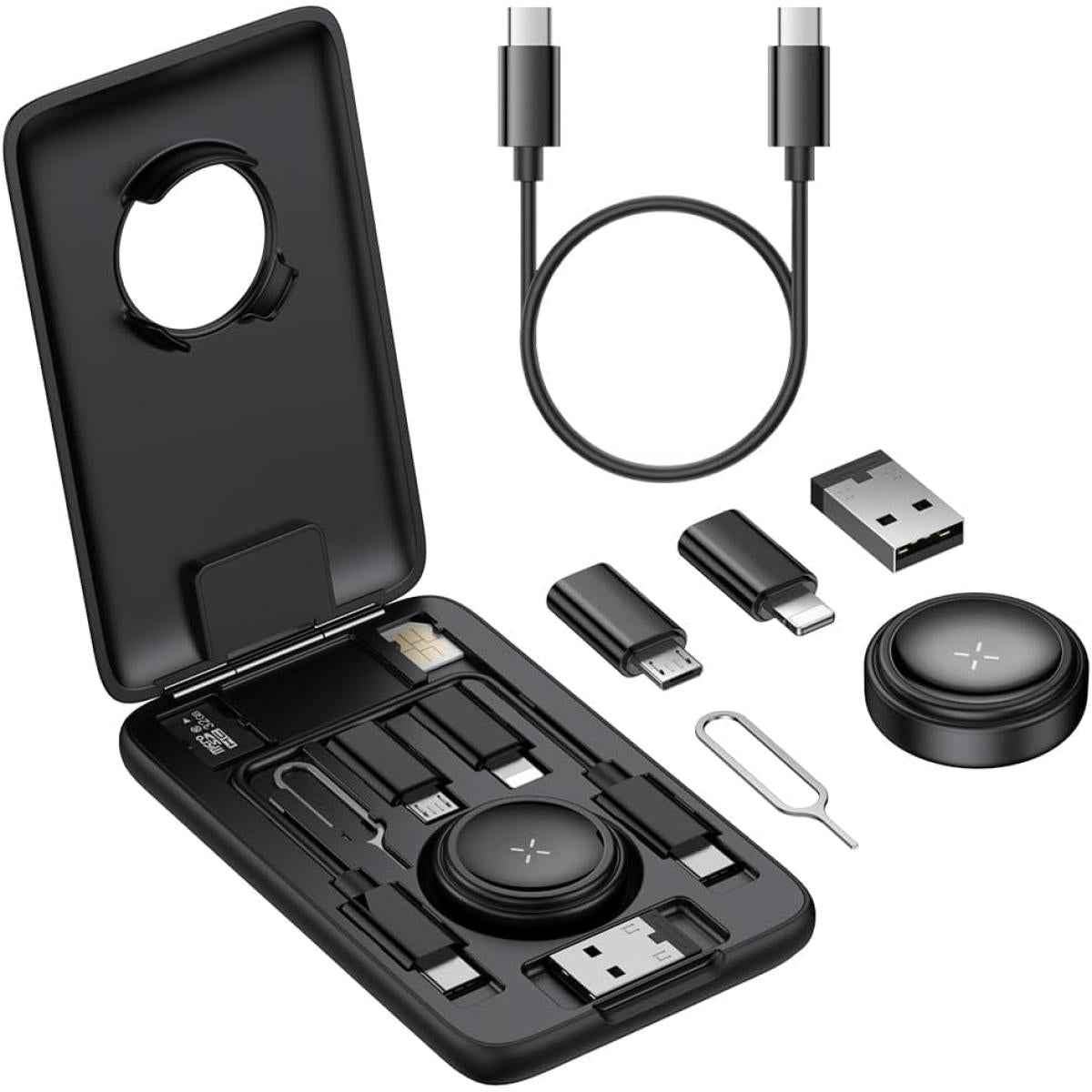 Mcdodo 8 In 1 Multi Funional Digital Storage Case, Appl Ewatch Charger, Type C Cable, Type C To Type A, Micro Usb/lighting Converter, Nano Sim Card Slot, Sd Card Slot, Card Pins, Data Transfer, Fast