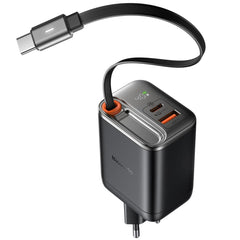 Mcdodo Ch 4280 40w Gan5 Usb C Charger, Dual Port, Retraable Cable Fast Charging Adapter With Led Indicator Black