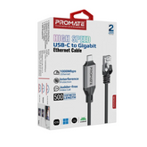 Promate Clink-RJ45 Ultra-Fast Ethernet to USB-C Adapter Cable