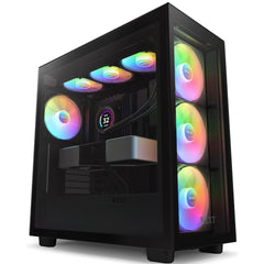 NZXT H7 Elite (2023) ATX Tempered Glass Mid Tower Gaming Case with 3x140mm RGB Fans + 1x140mm Quiet & USB Type - C Port - Matte Black