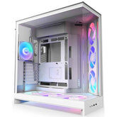 NZXT H9 Flow RGB+ (2025) Panoramic Perforated Dual-Chamber Mid-Tower Tempered Glass New Design Gaming Case w/ 2X F420 RGB Core Single-Frame Fans + 1XF120 RGB Core & Back-Connect Ready - White | CM-H92FW-P1 |