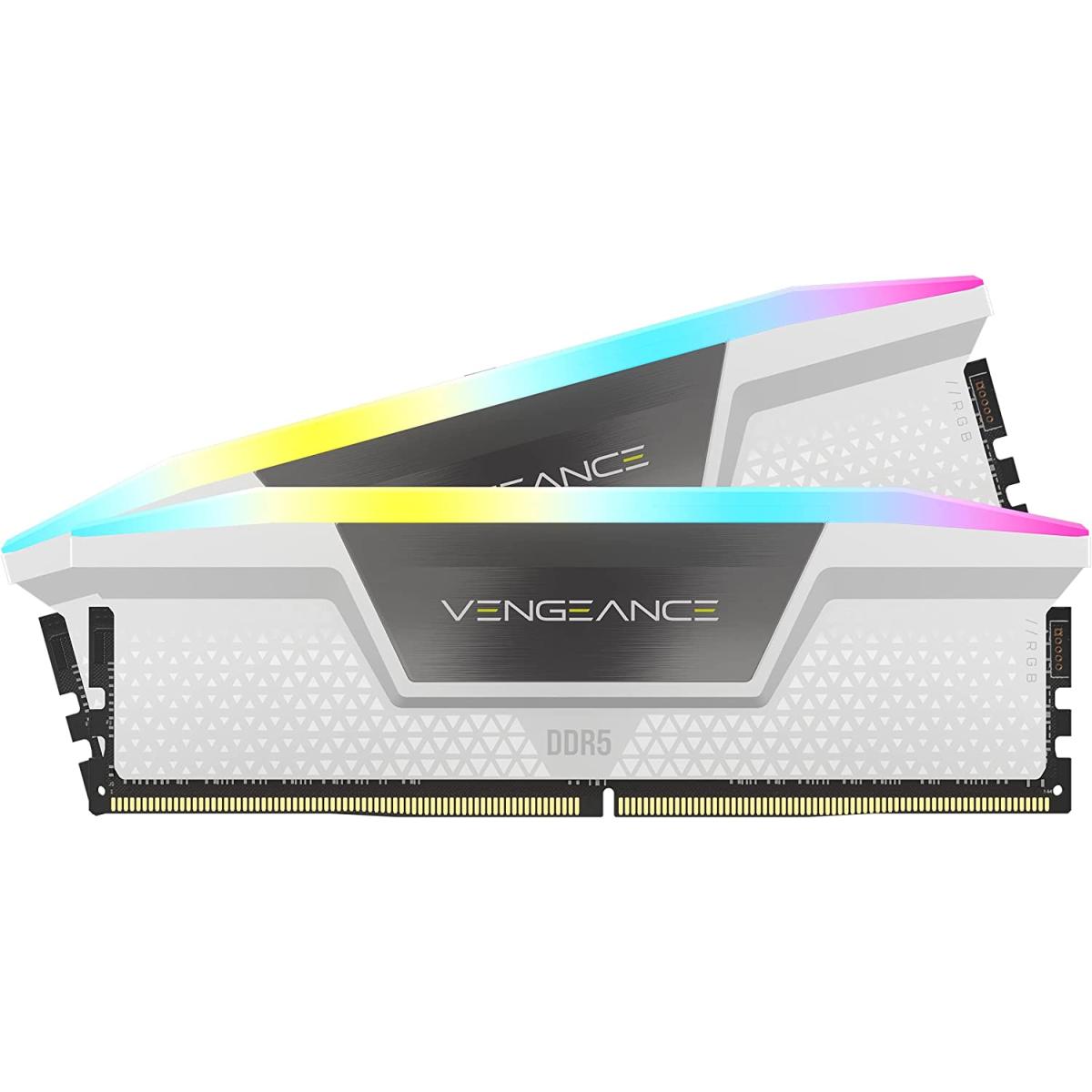 CORSAIR VENGEANCE RGB 64GB (2x32GB) DDR5 RAM 6000MT/s CL30 Memory Kit — White | CMH64GX5M2B6000C30W |