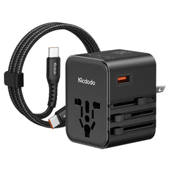 Mcdodo Cp 3260 Mdd G5 Series 25w 2 Usb C + 1 Usb A Universal Travel Power Adapter Charger With Usb C To Usb C Cable Black