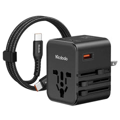 Mcdodo Cp 3260 Mdd G5 Series 25w 2 Usb C + 1 Usb A Universal Travel Power Adapter Charger With Usb C To Usb C Cable Black