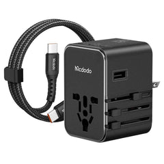 Mcdodo Cp 3270 Mdd G5 Series 45w 3 Usb C + 2 Usb A Universal Travel Power Adapter Charger With Usb C To Usb C Cable Black
