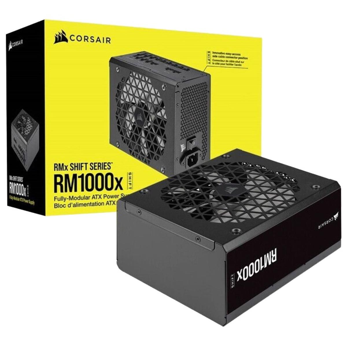 Corsair RM1000x Shift 1000W, ATX (ATX 3.0) Fully Modular Power Supply, 80+ Gold Certified w/ Side Mounted Modular Connections Panel & PCIe 5.0 12VHPWR Cable | CP-9020253-UK | - CompuMe Corsair RM1000x Shift 1000W, ATX (ATX 3.0) Fully Modular Power Supply, 80+ Gold Certified w/ Side Mounted Modular Connections Panel & PCIe 5.0 12VHPWR Cable | CP-9020253-UK | - CompuMe