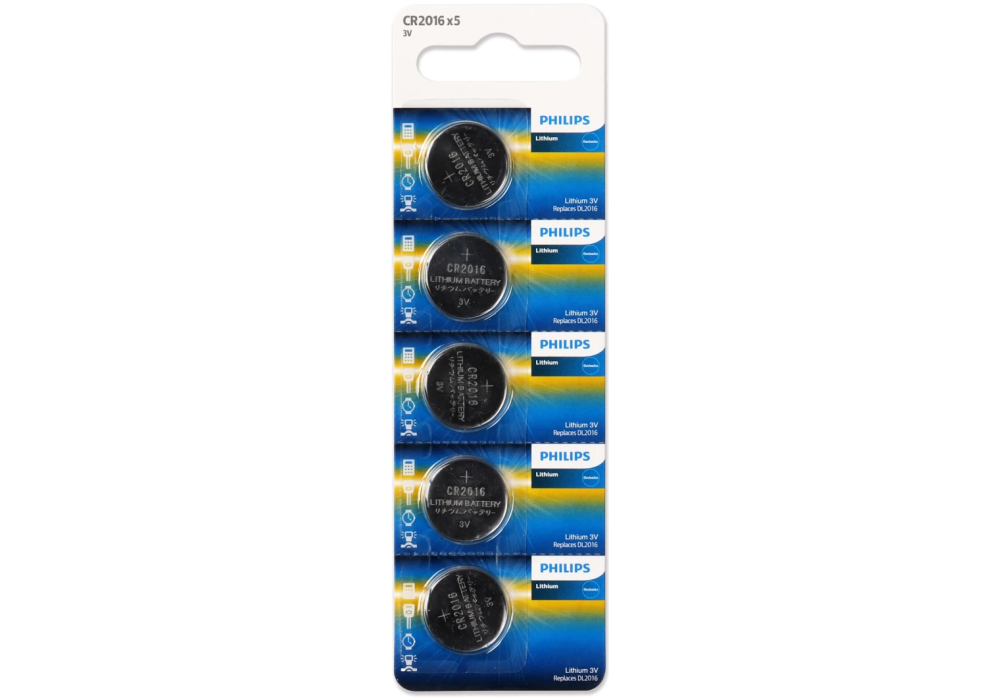 Philips Lithium Cell Button Batteries CR2025 - Pack of 5