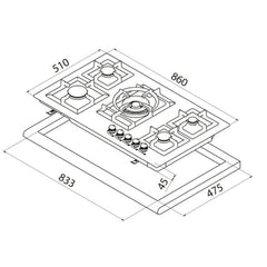 SuperChef Hob 90cm 5Burners Full Safety