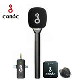 Candc Interview Single Wireless – 1tx + 1rx Microphones With Handle For All Devices Android, Iphone, Camera Amplifier System Noise Cancellation Black
