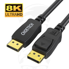 CHOETECH XDD01 8K DisplayPort Cable, Displayport To Displayport Cable 6.6ft/2M With 8K 60Hz Resolution