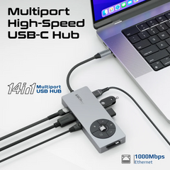Promate Comandhub-Pro 14-in-1 Highspeed Multiport USB-C Hub with 100W PD