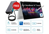 HP OmniBook 5 Flip Laptop PC 14-fp0045ne Free Power Bundle, Intel Core 5 120U 5GHz, 16GB LPDDR5, 512GB SSD, 14" FHD+ IPS Touch w/ Free 130W Laptop Power Bank Titan-130 & HP MPP 2.0 Tilt Pen, Windows 11 Home, 3 Year Warranty