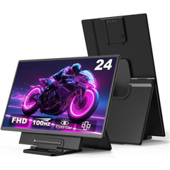 V2COM D1 24” IPS Full HD Portable 100Hz Lightweight & Portable Low Power 20W Adjustable Stand USB C & Mini HDMI Support for MAC, Windows, Android, Linux, Chrome w/ Speakers