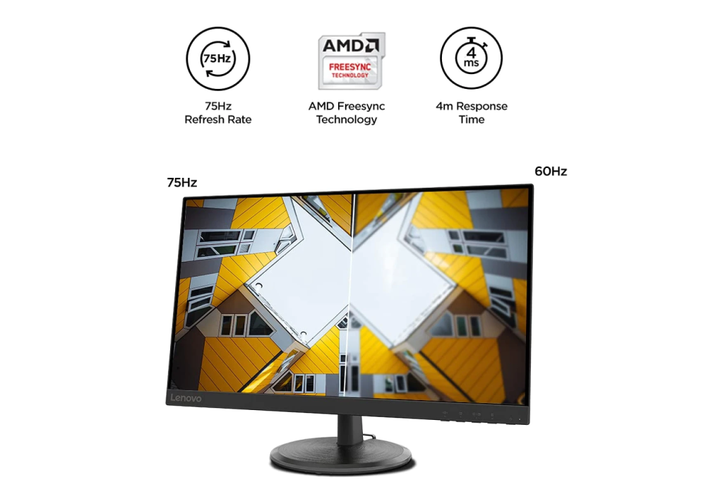 Lenovo D27-30 27" Full HD VGA & HDMI 75Hz FreeSync VESA Mount TUV Eye Comfort