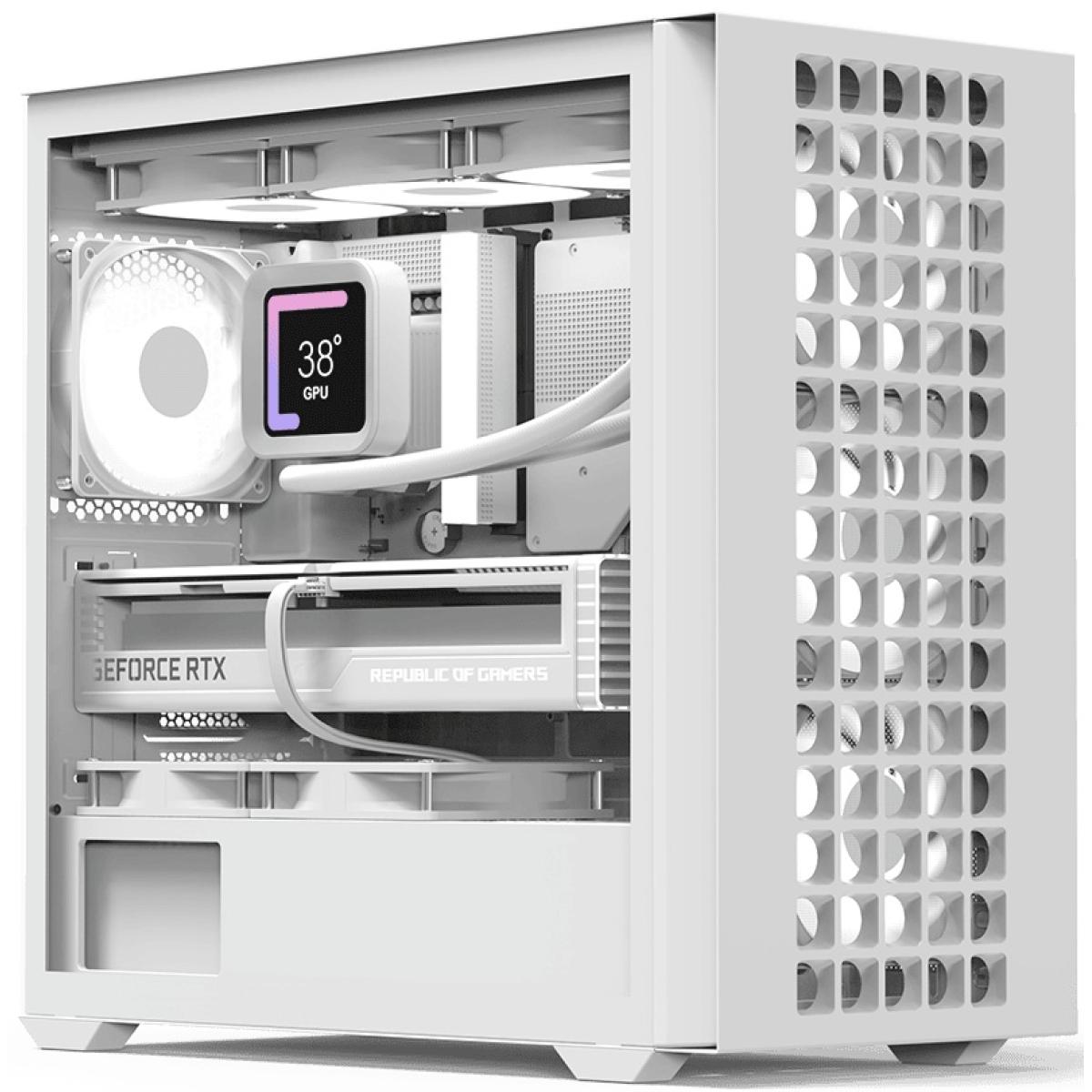 AeroCool D302A -White- ARGB Stylish Mesh Front Panel Design mATX Mini Tower Tempered Glass Gaming Case w- USB Type-C, 4X120mm ARGB Fans & Back Connector Motherboard Support - D302A-G-WT-v1 -