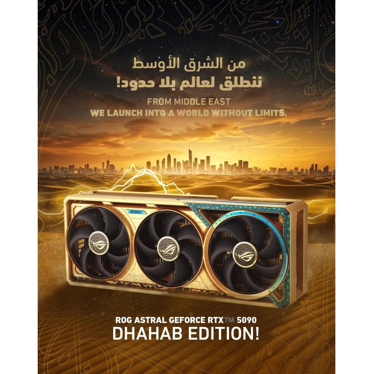 Asus Rog Astral Geforce Rtx™ 5080 Dhahab Core Oc Edition 16gb Gddr7 256 Bit Memory, 2790 Mhz Oc Mode , 10752 Cuda Cores, 30 Gbps Memory Speed - CompuMe