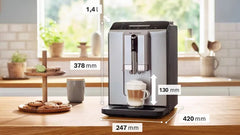 Bosch Vero Cafe Fully Automatic Espresso Machine, Water Tank 2Lit, 1400Watts, Silver / Black - TIE20301