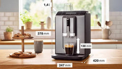 Bosch Vero Cafe Fully Automatic Coffee Machine Diamond, Water Tank 2Lit, 1400Watts, Titanium Metallic - TIE20504
