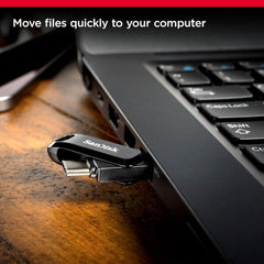 SanDisk 256GB Ultra Dual Drive Go 2-in-1 Flash Drive, 256GB Capacity, Type-A and Type-C Conneors, USB 3.2 Gen 1, 400 MB/s Max Read Speed, Swivel Cover with Keyring Hole, Black