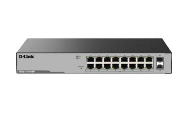 D Link Dgs F1016p 16 Port Gigabit Unmanaged Poe Switch With 2 Sfp Ports 250 Watts