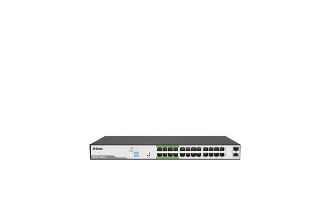 D-Link Dgs F1026P E 250 meter 24 Port 1000mbps PoE Switch with 2 SFP Ports with network switch