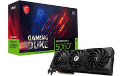 Msi Geforce Rtx 5060 Ti Gaming Duke 3x Oc Graphics Card, 8gb Gddr7 128 Bit Memory, 2617 Mhz Boost Clock, 28 Gbps Memory Speed, 4608 Cuda Cores, Pci Express® Gen 5 X16, Black